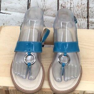 Elephantito Size 2 Youth Girls Blue Thong Sling Back Buckle Faux Leather Sandals